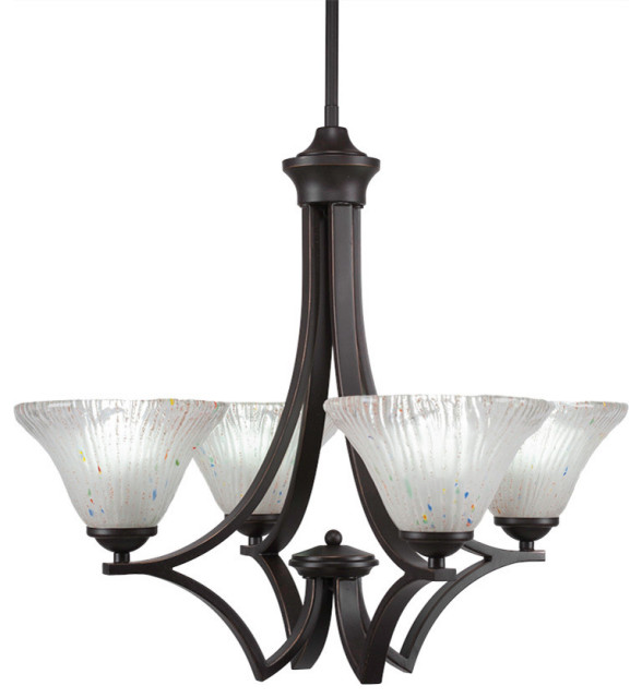 Zilo 4 Light Chandelier, Dark Granite Finish With 7" Frosted Crystal Glass
