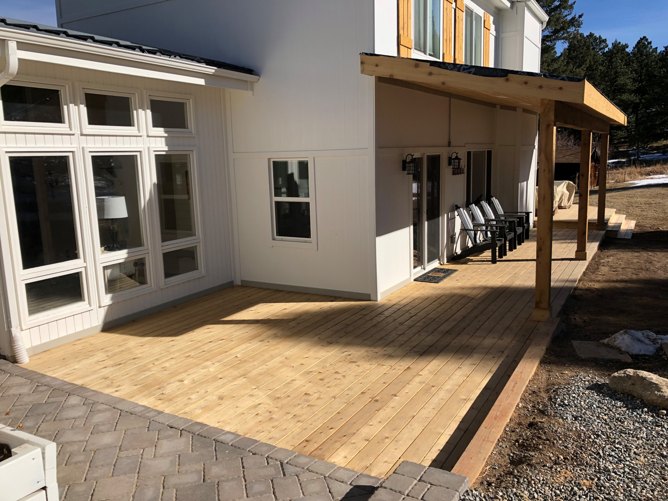 Cedar Proch Deck with Shed Roof