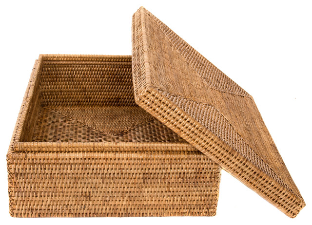 Artifacts Rattan™  Storage Box With Lid, Legal File, Honey Brown
