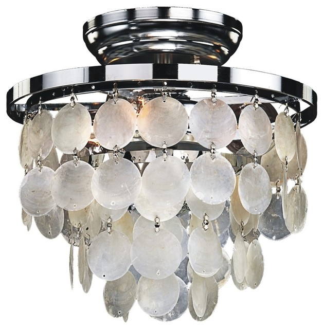 3 Light Capiz Shell Flush Mount Beach Style Flush Mount