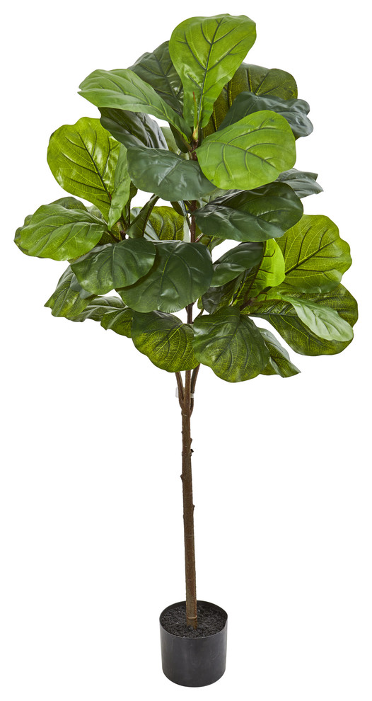 54" Fiddle Leaf Artificial Tree, Real Touch Transitional Artificial Plants And Trees by
