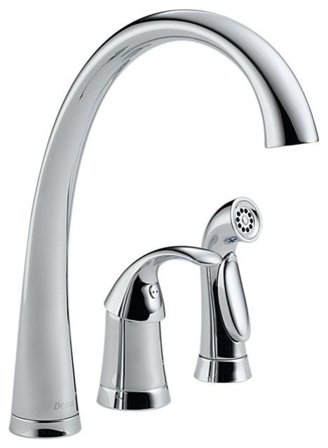 Delta Pilar Single Handle Kitchen Faucet With Spray And Soap Dispenser Chrome