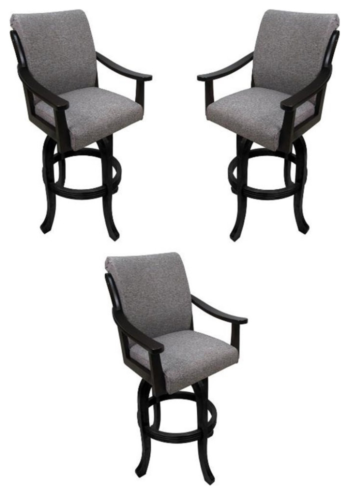 Home Square 26" Swivel Wood Counter Stool in Mojave Gray Set of 2 Bar Stools And Counter