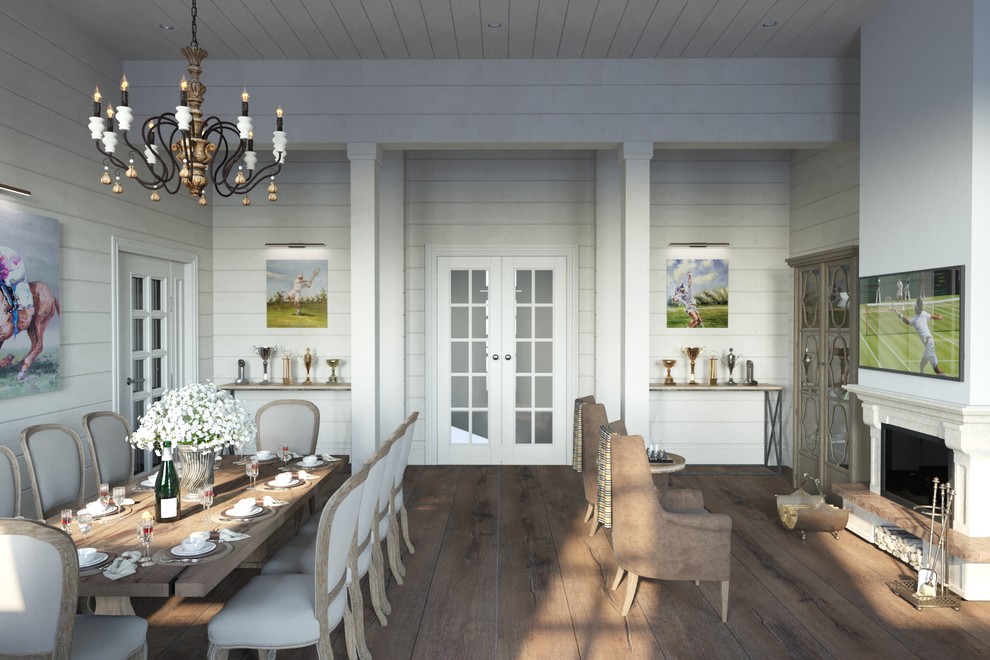 Столовая в доме из клееного бруса.