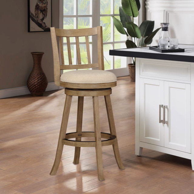 29" Sheldon Barstool, Driftwood Gray Wirebrush and Ivory