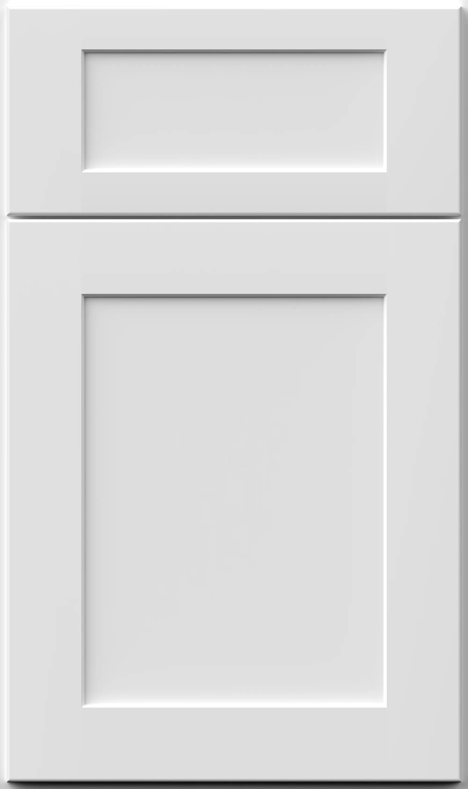 White Shaker cabinet door with recessed center panel and square edges