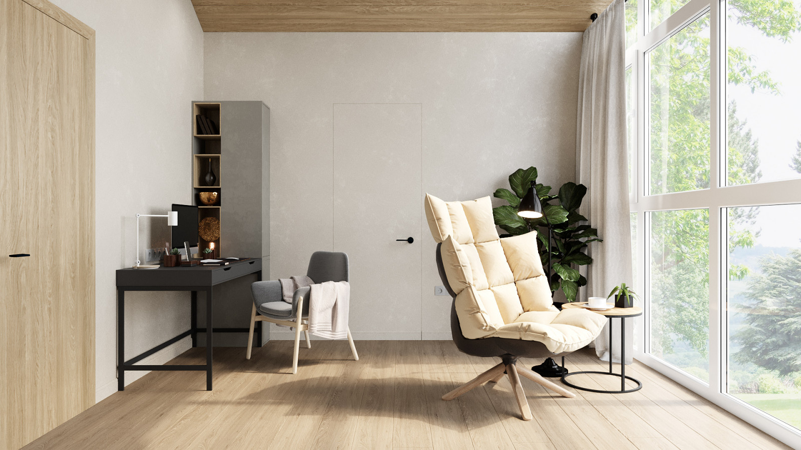 Барнхауз с мансардными окнами в серых оттенках