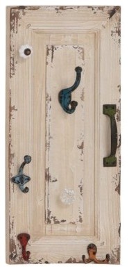 Rustic Off White Wall Panel with Hooks