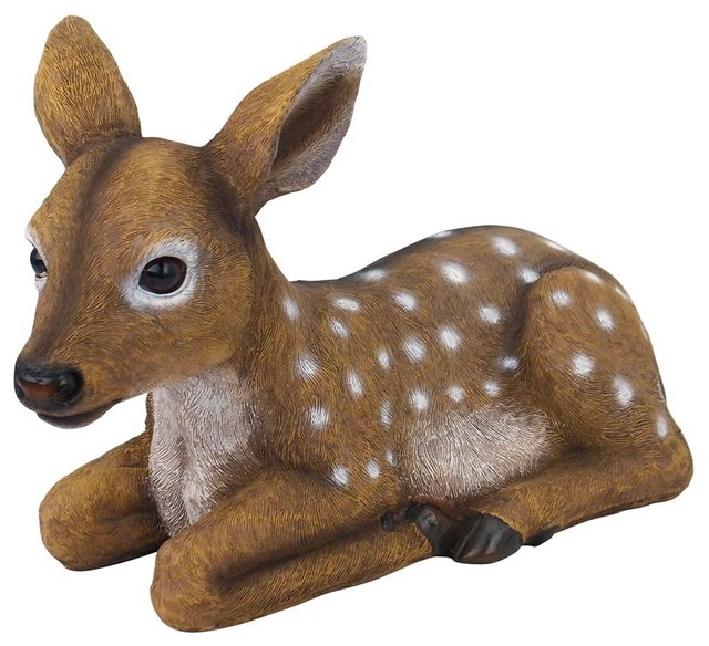 Darby the Forest Fawn Baby Deer Statue Rustic Garden Statues And