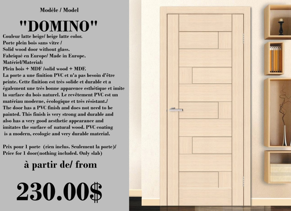 Interior door "DOMINO'', beige, with. glasses, 30"x 80"