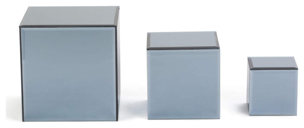 Square Glass Mirror Risers, Set of 3 - Contemporary - Decorative ...
