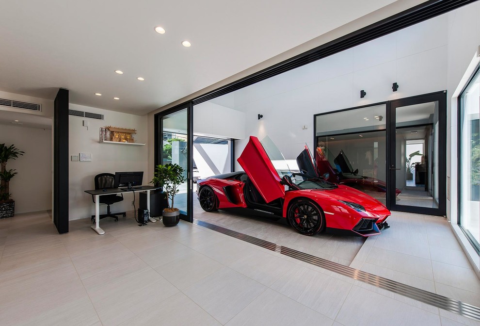 Photo of a contemporary garage.