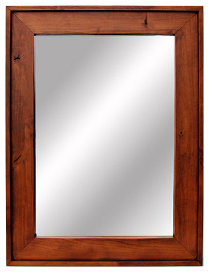 Wooden Mirror Cherry Wood Stained Mirrors, 20"x24" Transitional