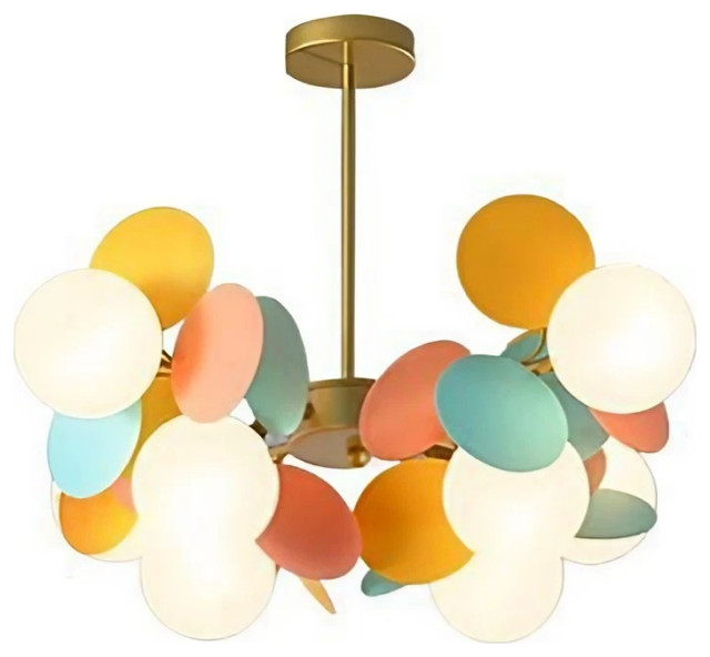 Multicolored Flower-Branch Shaped Chandelier, Multicolored, 8 Balls, Cool Light