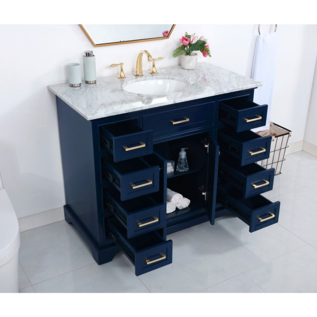 Elegant Decor Americana Bathroom Vanity Blue - Transitional - Bathroom ...