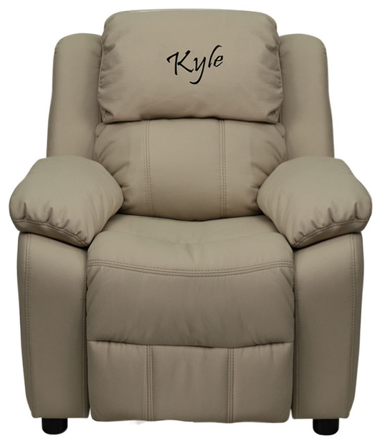 Personalized Deluxe Heavily Padded Vinyl Kids Recliner With Storage