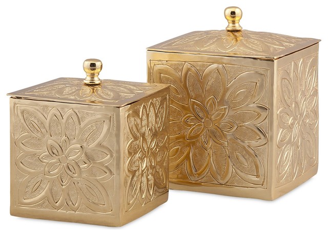 Belle Gold Embossed Boxes - Set of 2