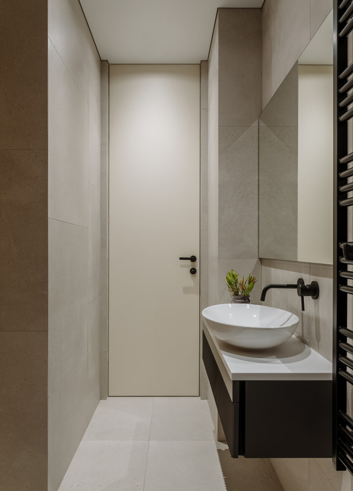A small studio with everything you need - Contemporary - Powder Room ...