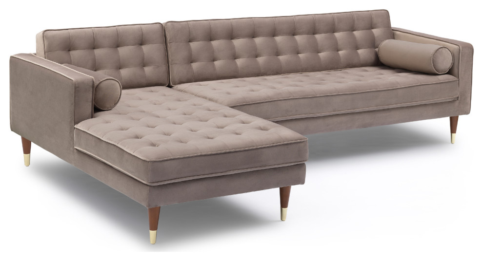 Somerset Velvet Right Sectional Sofa, Taupe