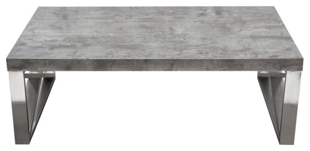 Carrera Cocktail Table In Faux Concrete Finish Brushed Stainless