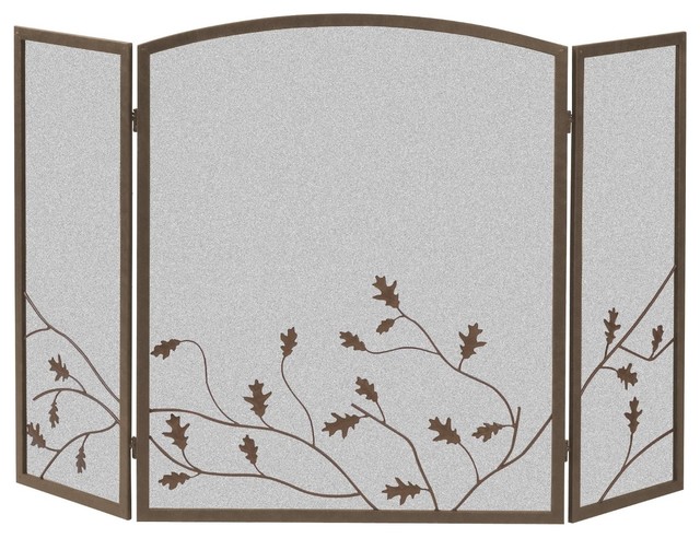 Panacea 15914 Oak Leaf Design 3 Panel Fireplace Screen Colonial