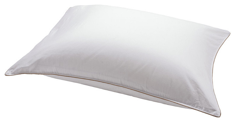 King Sateen White Goose Down Pillow with Piping - Soft