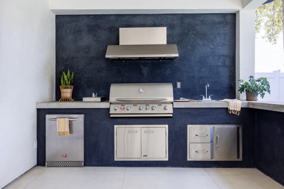 Outdoor Kitchen, New Construction Pool & Landscape Remodel Kitchen