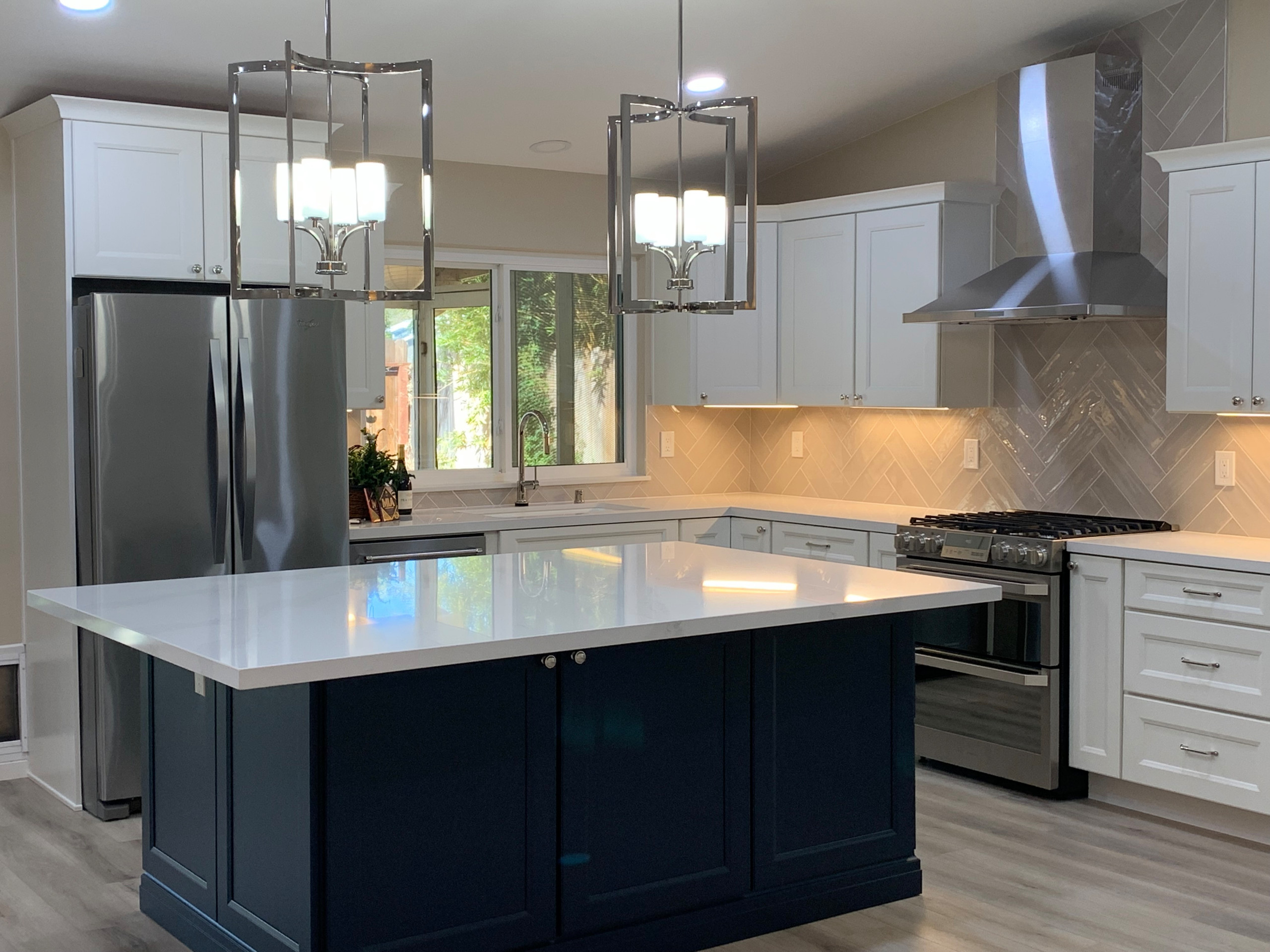 COMPLETE KITCHEN REMODEL - FRESH BLUE & WHITE CABS!