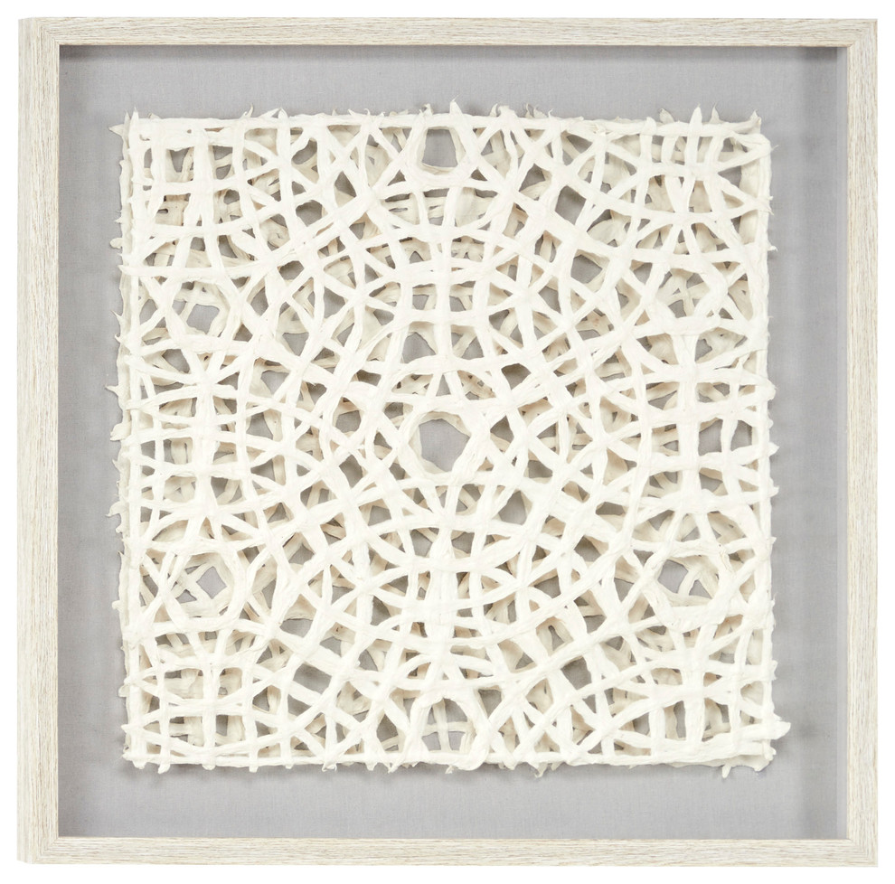 White Hand Cut Paper Abstract Art Shadow Box Square White Frame Contemporary Wall Accents By Brimfield May