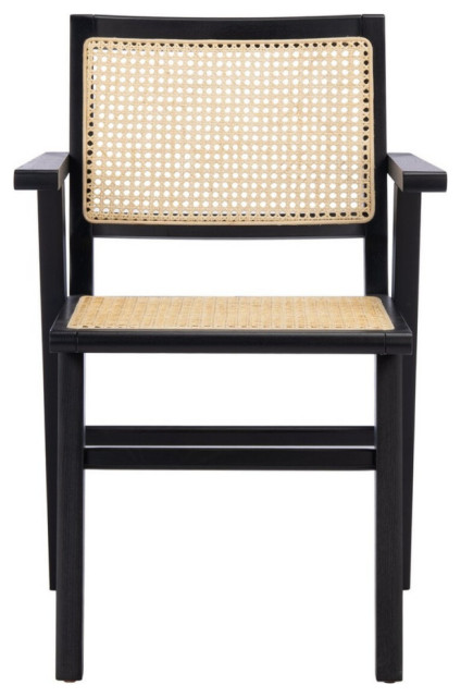 Aramis French Cane Dining Arm Chair Black/Natural Set of 2 - Tropical ...