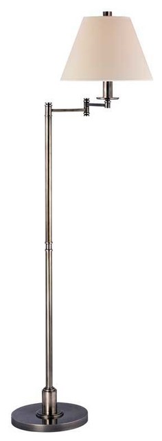 Hudson Valley Kennett I-1 Light Swing Arm Floor Lamp in Aged Silver