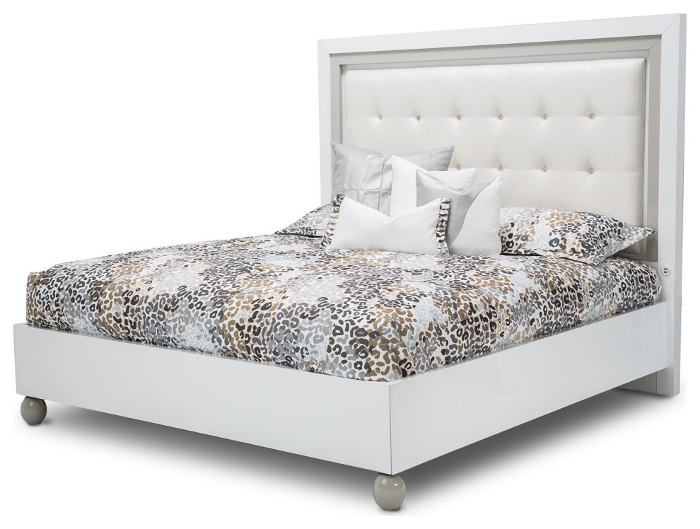 Aico Amini Sky Tower E King Platform Bed in White Cloud
