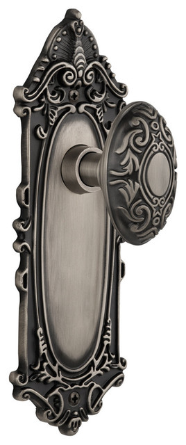 Victorian Plate Privacy Victorian Door Knob, Antique Pewter
