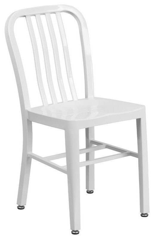 Bowery Hill 18.5" Modern Metal IndoorOutdoor Dining Chair in White