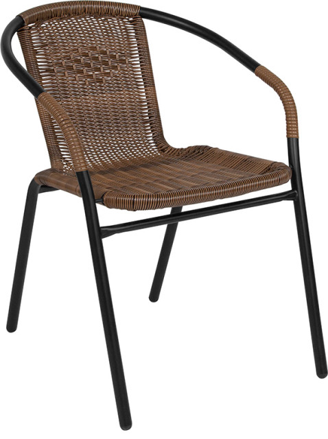 Medium Brown Rattan Indoor/Outdoor Restaurant Stack Chair