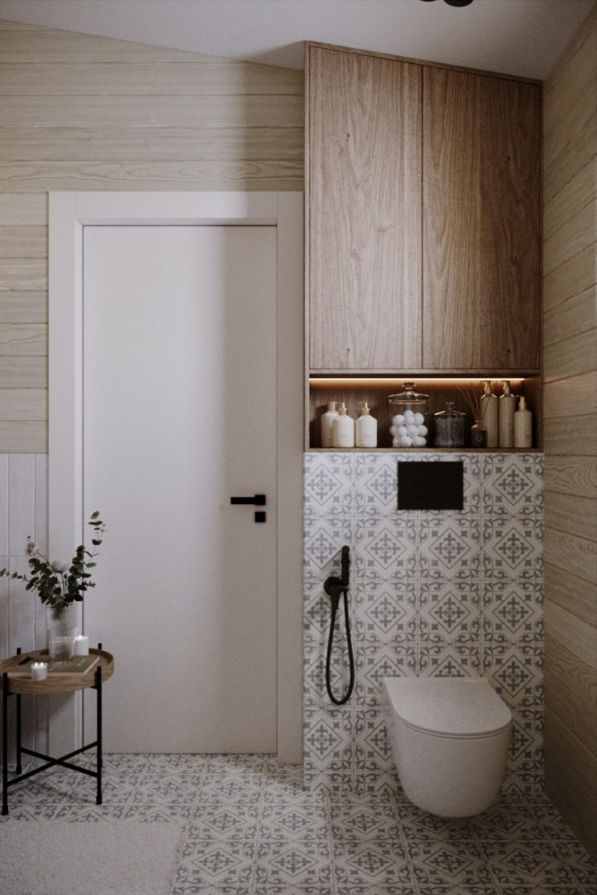 Дизайн ванной комнаты в доме из бруса