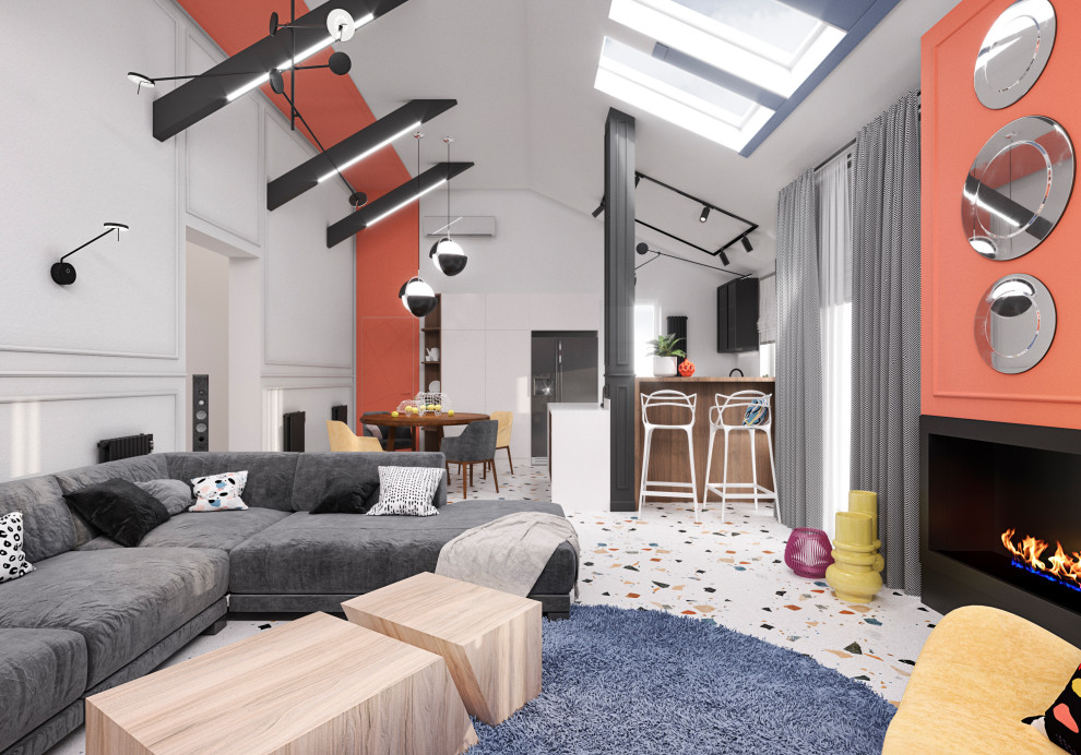 Дизайн-проект. Общая комната в реконструируемом доме. Венгрия. 2019 г.