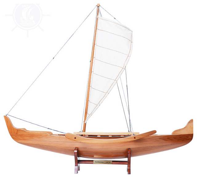 Hawaiian Canoe Wooden Handcrafted boat model Beach Style Decorative