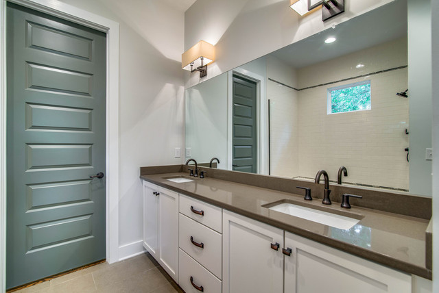 Master Bath With Quartz Countertops In Lagos Azul Contemporary