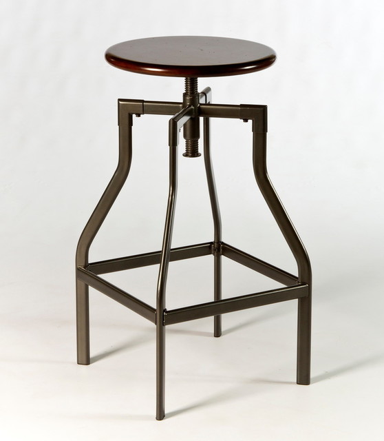 Hillsdale Cyprus Adjustable Backless Stool in Pewter / Cherry