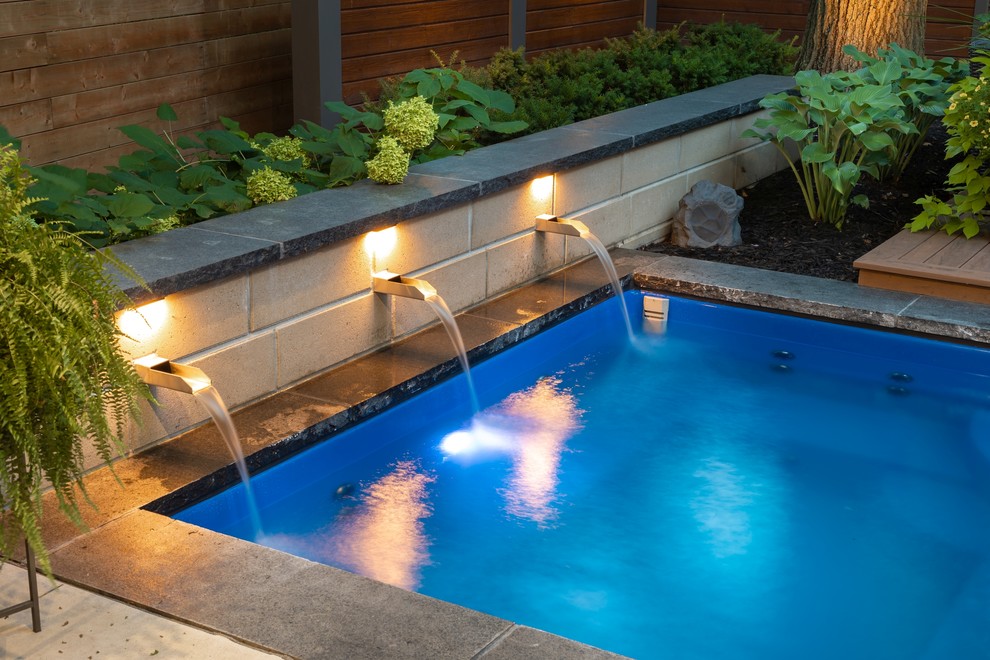 Inspiration for a transitional backyard pool remodel in Toronto