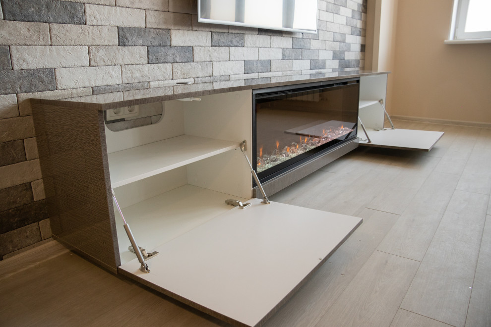 Тумба под ТВ со встроенным камином