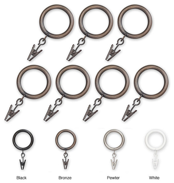 Spring Tension Decorative Curtain Rod Rings, Set of 14