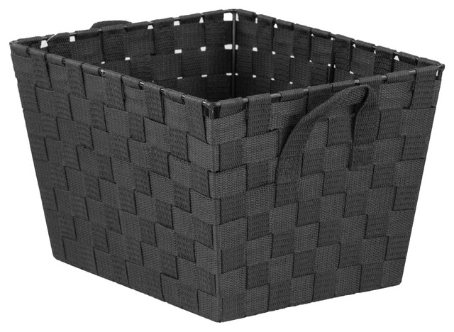 Home Basics Non-Woven Strap Bin, Black - Contemporary - Storage Bins