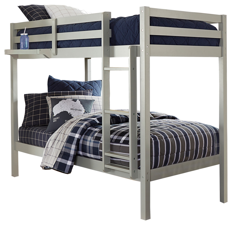 Hillsdale Caspian Wood Twin Over Twin Bunk Bed With Hanging Nightstand