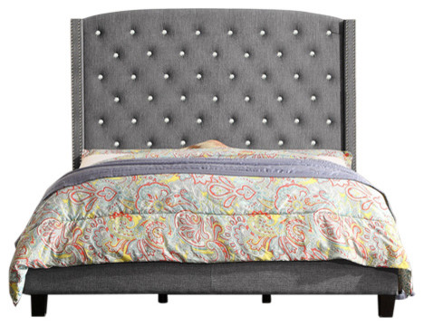 Martins Upholstered Panel Bed, Gray, King