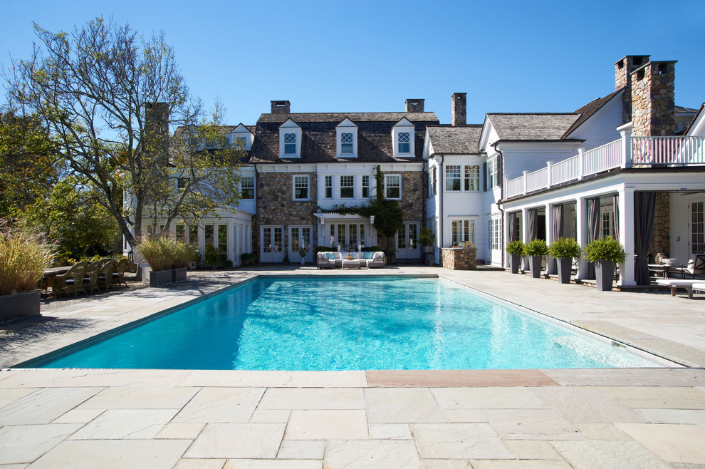 Inspiration for a traditional rectangular pool in New York.