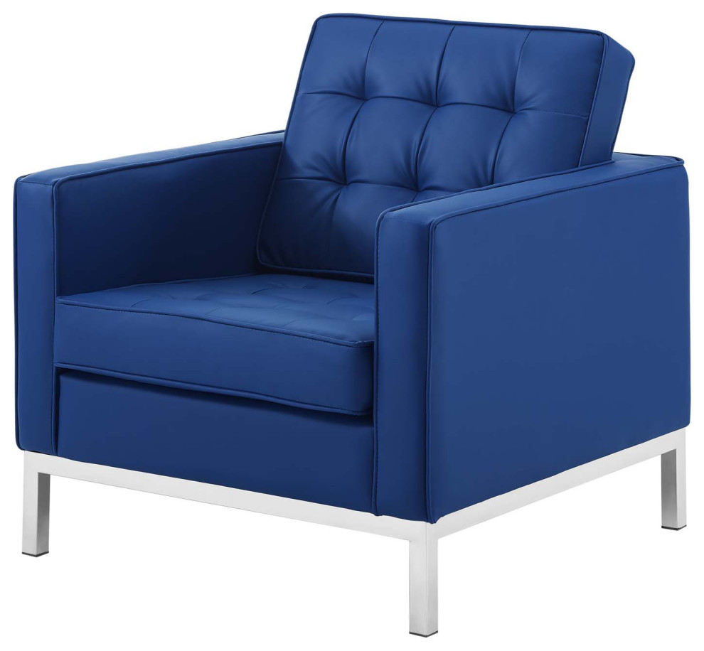 Modern Lounge Accent Side Chair Armchair, Faux Vinyl Leather, Black