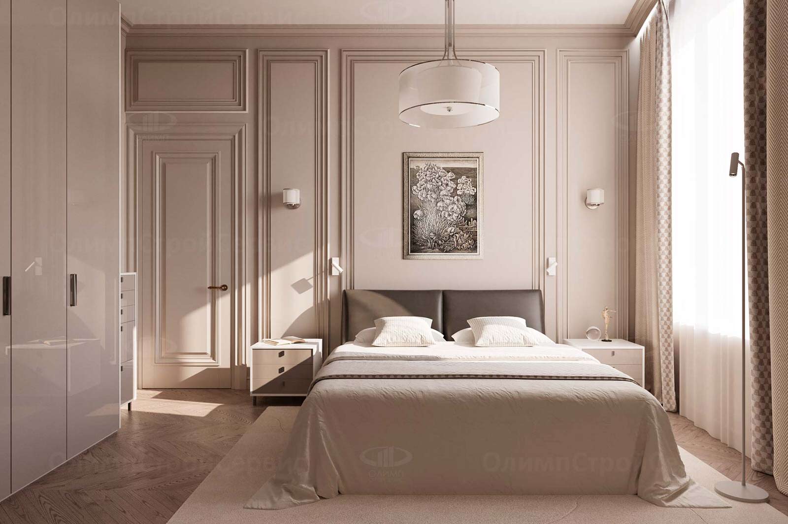 ЖК Врубеля, 4: дизайн интерьера евродвушки 60 кв.м. в стиле «Неоклассика»