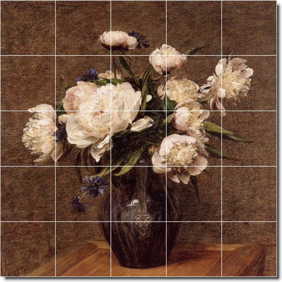 Henri Fantin-Latour Flowers Painting Ceramic Tile Mural #85, 21.25"x21.25"